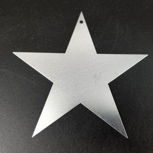 Vintage Christmas Tree Ornament Star Metal Punch Tin Die Cut 1987 Silver 4.25"